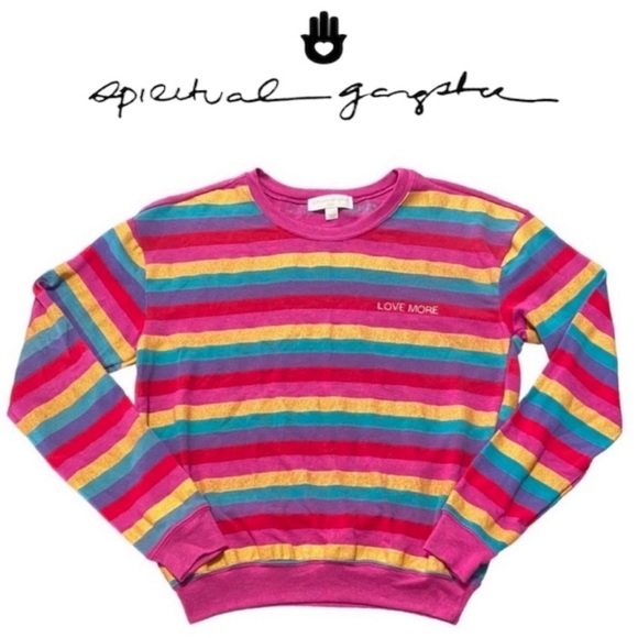 Spiritual Gangster Love More Rainbow Stripe
Savasana Pullover Women Small NWOT - Picture 7 of 11